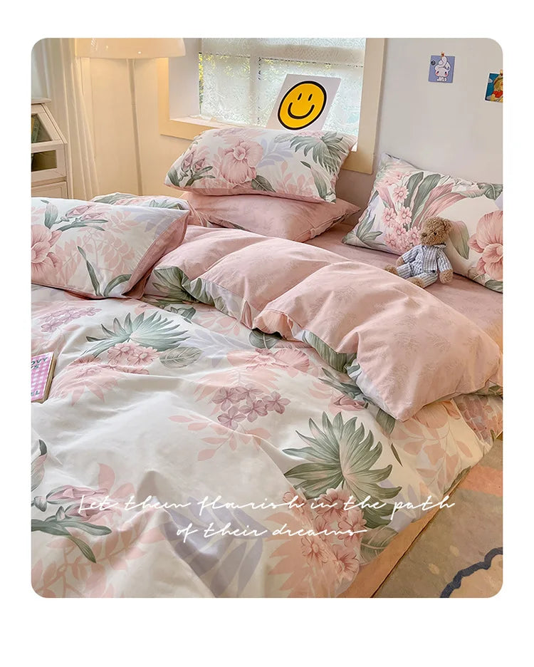 Home Textile Water Wash 3 Piece Bedding Set, Summer and Winter Blanket, Large Sheet Bed Bed Sheets and Pillowcases Bed Set