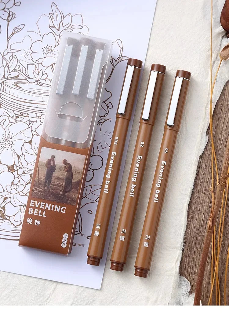 Brown Pigment Liner Needle Waterproof Drawing Pen For Sketch Watercolor Drawing Needle Pen Hook Line Pen Stationery Art Supplies