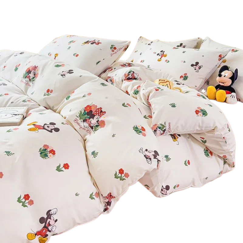 Mickey Mouse student cartoon bedding Donald Duck Mickey Minnie Daisy bed sheet quilt set three-piece comfortable home textile