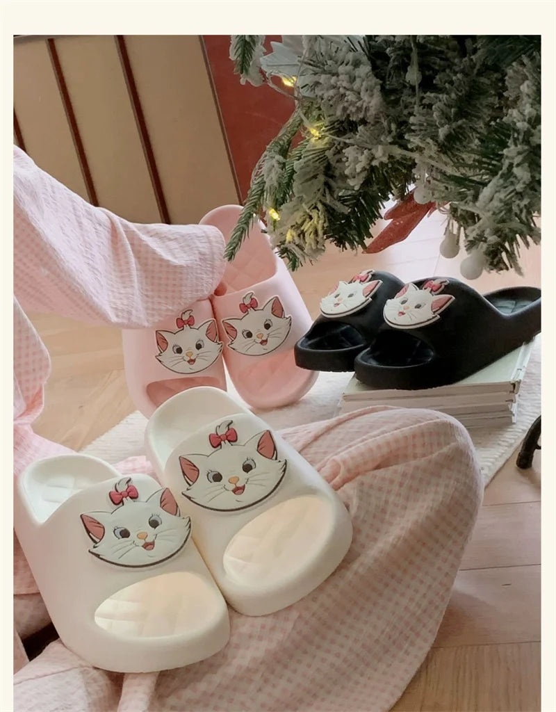 Kawaii Disney Marie Cat Slippers for Women Summer Soft-Soled Eva Slippers for Home Non-Slip Thick-Soled Sandals for Outdoor Wear