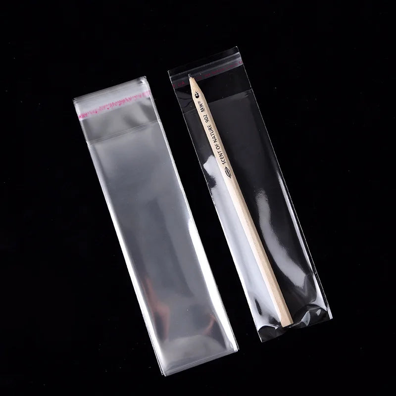 TETP 200Pcs Long Clear Self Adhesive Bags For Bracelet Necklace Pencil Jewelry Gifts Accessories Packaging Storage Plastic Bag