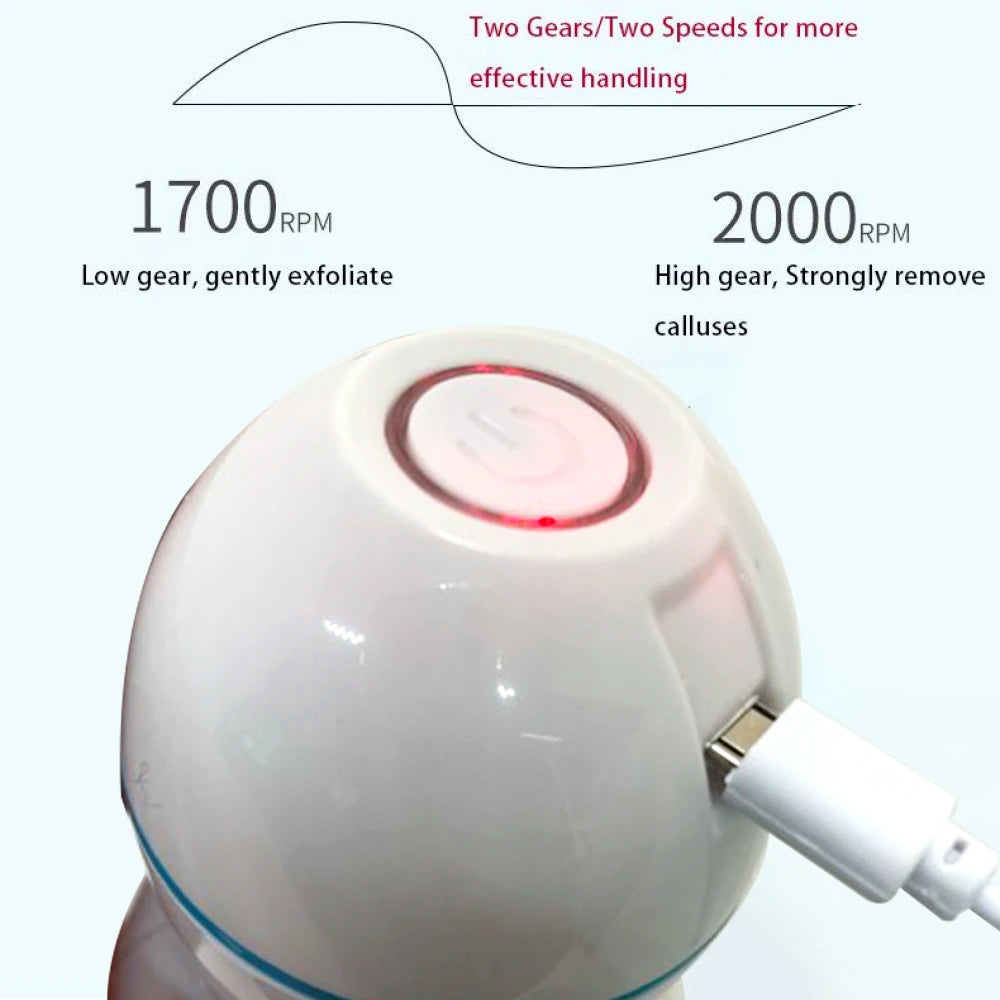 Electric Foot Grinder with Automatic Vacuum USB Rechargeable Two-speed Adjustment and 6 Grinding Heads Callus Dead Skin Removal