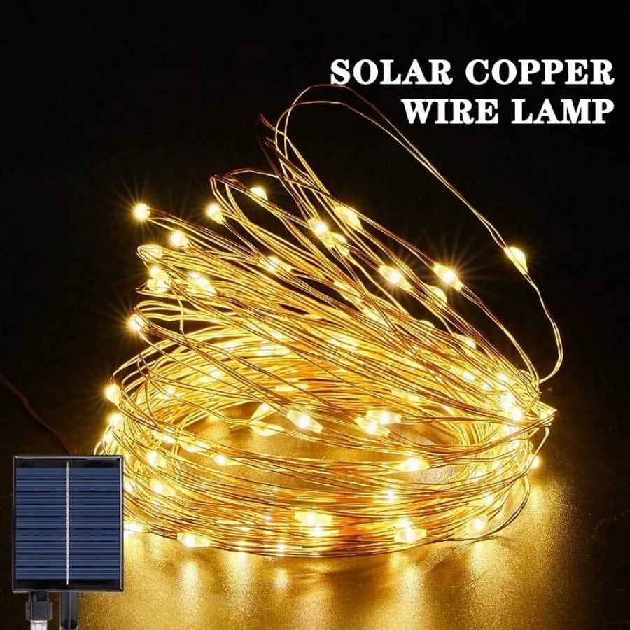 32m/22m/12m/7m LED Solar Light String Outdoor Waterproof Copper Wire Light Garden Wedding Fairy Lamp Christmas Decorative Light