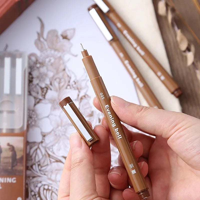 Brown Pigment Liner Needle Waterproof Drawing Pen For Sketch Watercolor Drawing Needle Pen Hook Line Pen Stationery Art Supplies