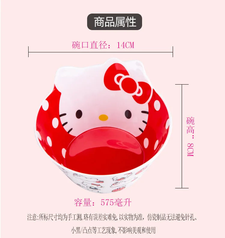 New Sanrio Hello Kitty Bowl My Melody Cartoon Children's Tableware Cute Creative Anti-drop Anti-scald Soup Bowl Kid for Gifts