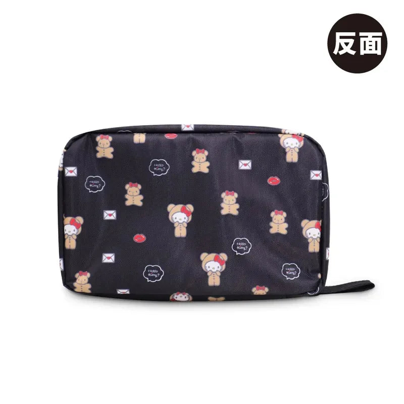 Sanrio Hello Kitty Portable Large Capacity Hangable Cartoon Fold Cosmetic Storage Bag Wall Handbag A Birthday Gifts for Girls