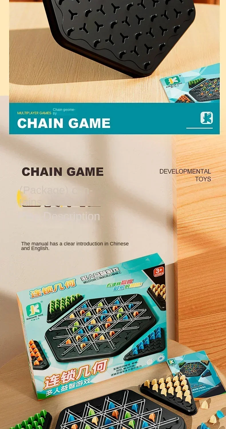 New Geometry Chain Chess Puzzle Triangle Chess Desktop Game Rubber Band Training Family Interaction Exercise Thinking Toys Gifts