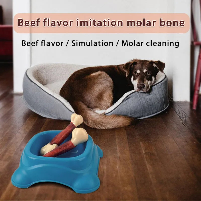 Bone Shape Puppy Dogs Toy Beef Flavor Nearly Pet Toys For Small Medium Large Dogs Bite Resistant Pet Chew Dental Cleaning Toy