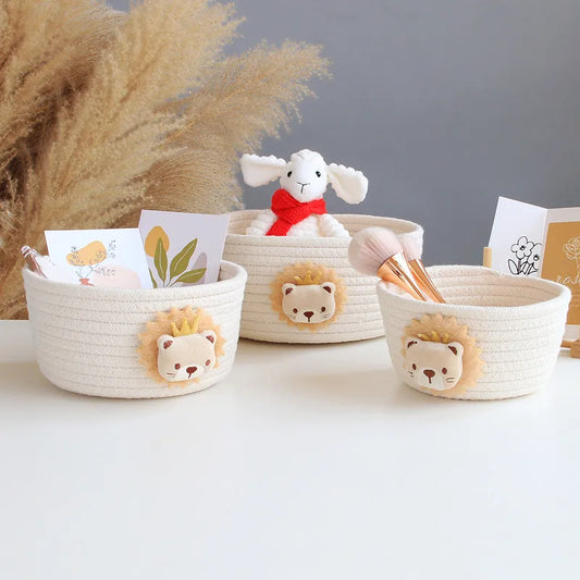 Cotton Rope Woven Storage Basket LuanQI Cartoon Animals Children's Toy Organizer Handmade Desktop Storage Candy Clothes Toys Box