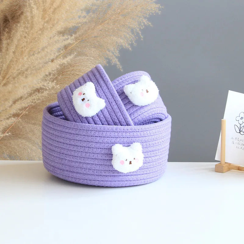Cotton Rope Woven Storage Basket LuanQI Cartoon Animals Children's Toy Organizer Handmade Desktop Storage Candy Clothes Toys Box