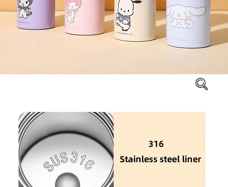 Sanrio Thermos Mug Kuromi My Melody Cartoon 316 Stainless Steel Portable Water Cup Travel Water Bottle Kawaii Cups Kids Gift