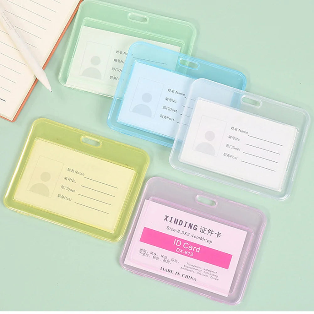 Transparent ID Holders Badge Card Credit Bank Bear Protective Cover Bus Protection Keychain Business Supplies Credential Holder