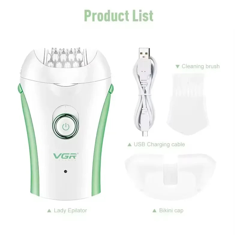 VGR Hair Remover Electric Epilator Portable Underarms Leg Body Epilator Bikini Hair Removal Tool USB Epilator for Women V-705