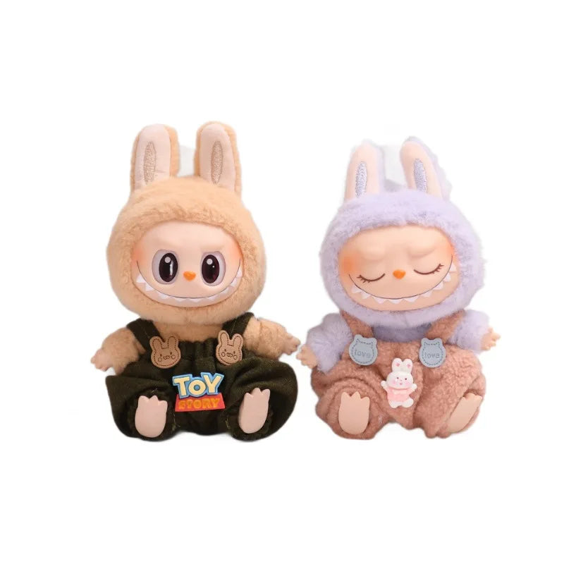 17cm Labubu Dolls Clothing Cute Mini Plush Doll's Clothes Outfit Accessories For The Monster Strap Pants And Hat FE01Q