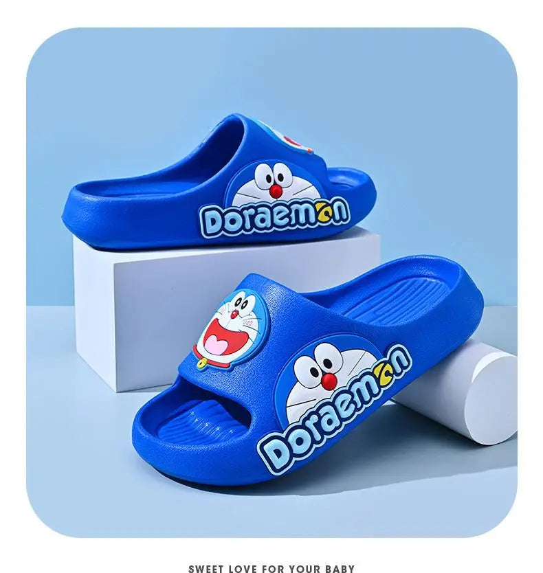 Kawaii sandals cartoon peripheral Doraemon anime cute blue fat soft-soled outer wear non-slip children's slippers gift wholesale