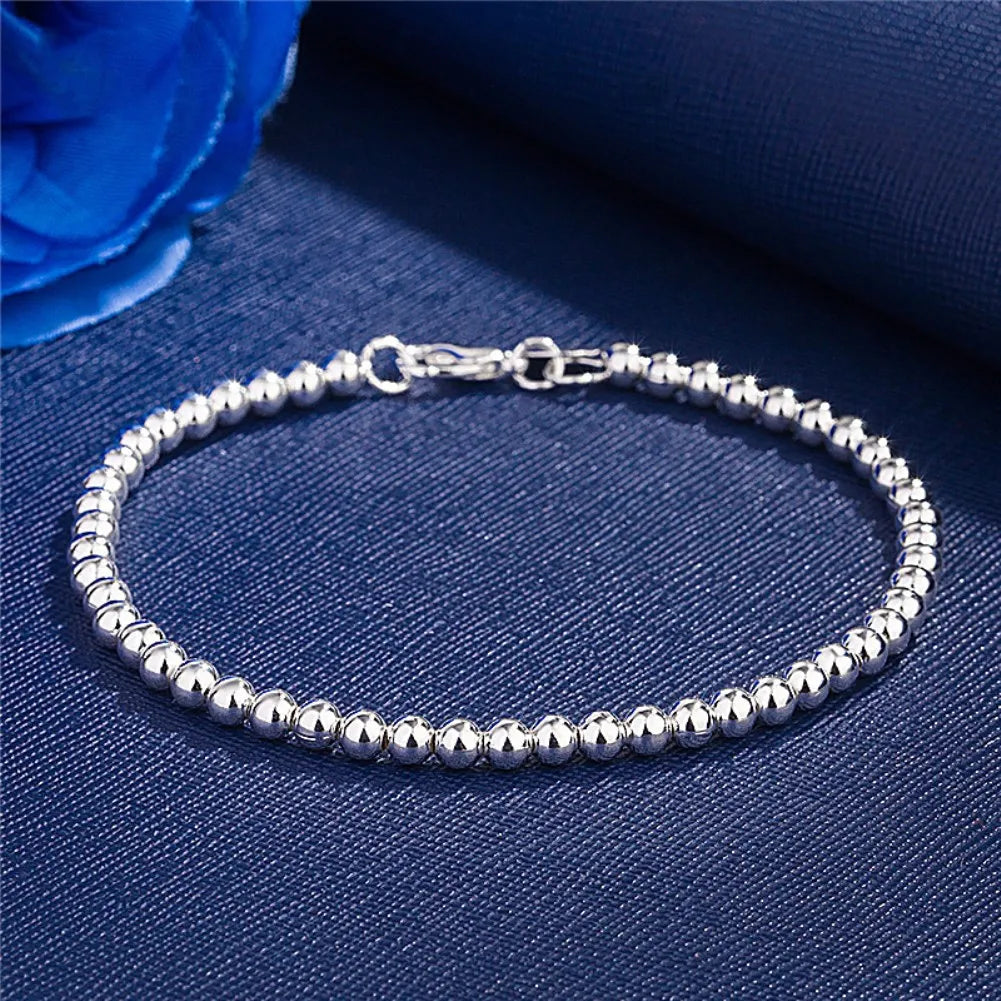 Hot Pretty Holiday gift 925 Sterling silver charms 4MM beads Bracelets for woman Popular brands jewelry fashion Wedding party