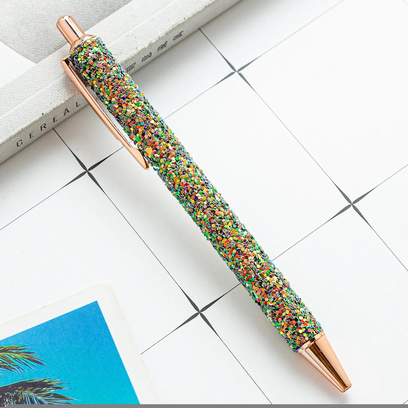 Lytwtw's-Rhinestone Roller Ballpoint Pen Luxury Cute Wedding Rose Gold Metal Stationery School Office Supply Spinning 4 Pieces