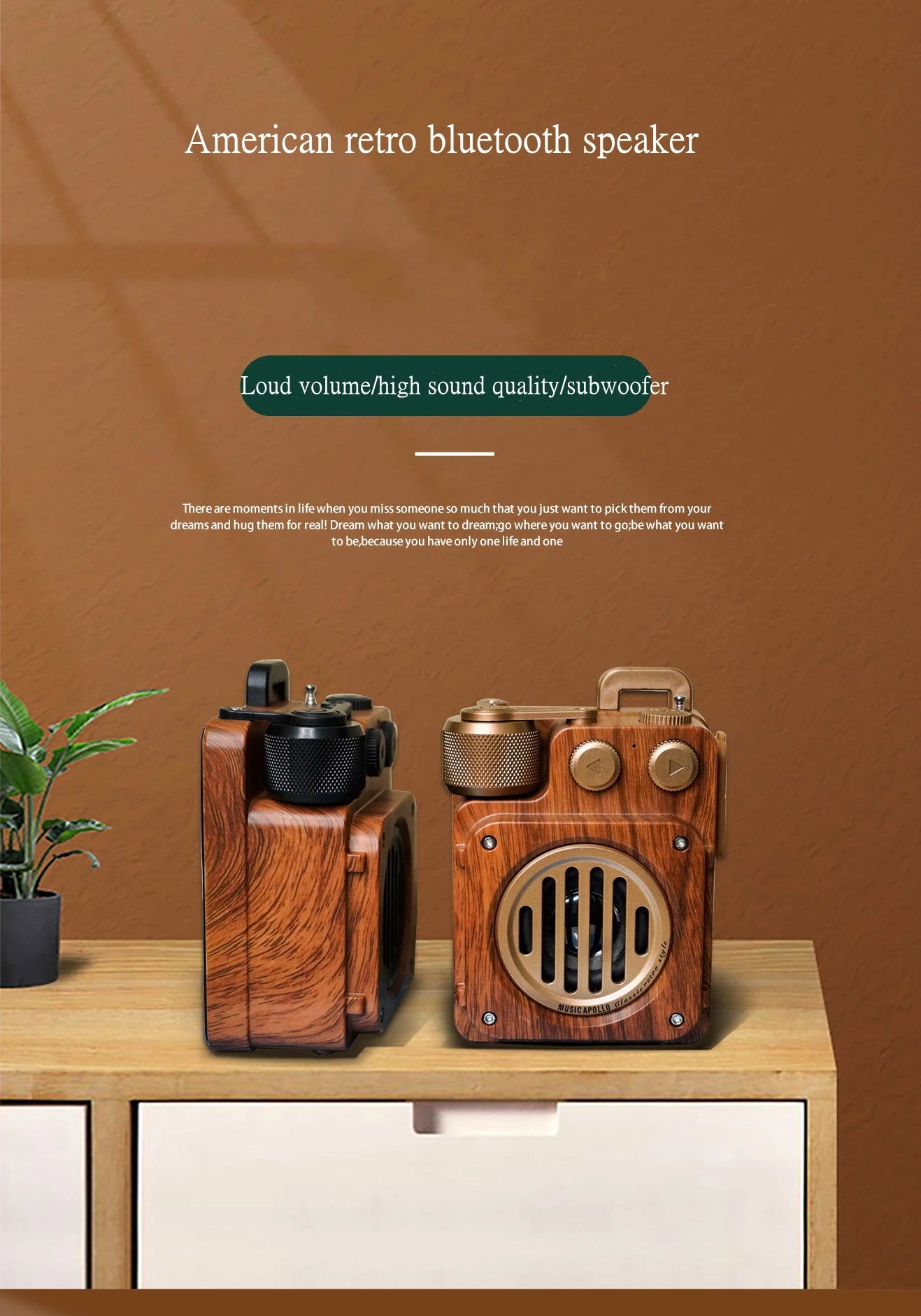 American retro mini  FM radio wireless bluetooth speaker portable subwoofer outdoor  small steel gun creative caixa de som