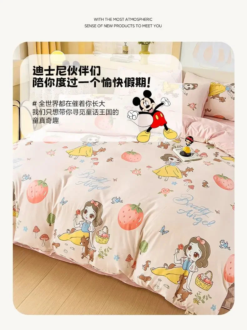 Mickey Mouse student cartoon bedding Donald Duck Mickey Minnie Daisy bed sheet quilt set three-piece comfortable home textile