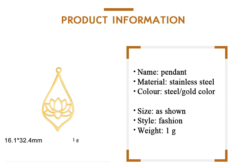 EUEAVAN 5pcs OM Buddhism Lotus Stainless Steel Charms for Jewelry Making Yoga Flower of Life Pendant DIY Necklace Bracelet Gifts