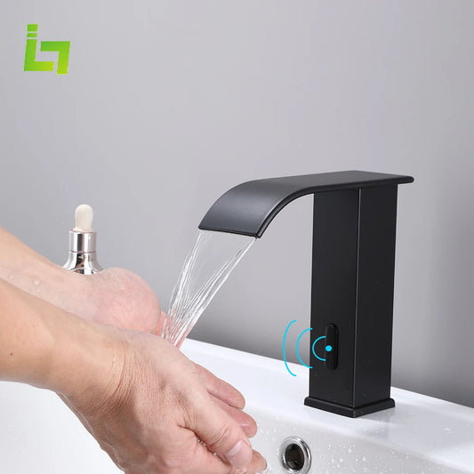 Luxury Sensor Bathroom Faucet Deck Mounted Tap Short or Tall Sink Mixer Battery Powered Infrared Sensing Basin Tap