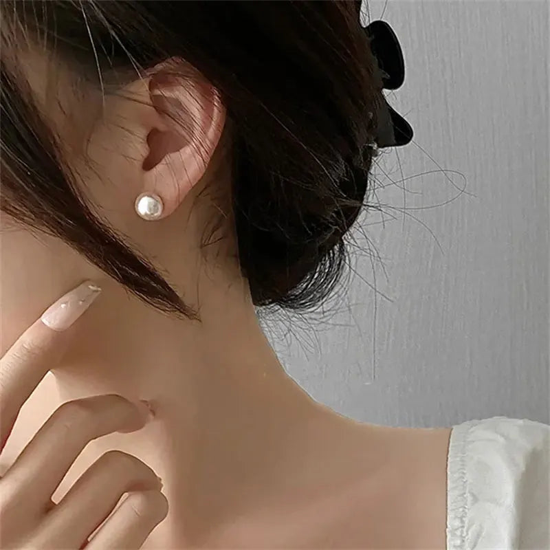 SOMILIA Fashion 925 Sterling Silver Needle Freshwater Pearl Stud Earrings Ball Earrings For Women Silver Jewelry Pierced 4-14MM