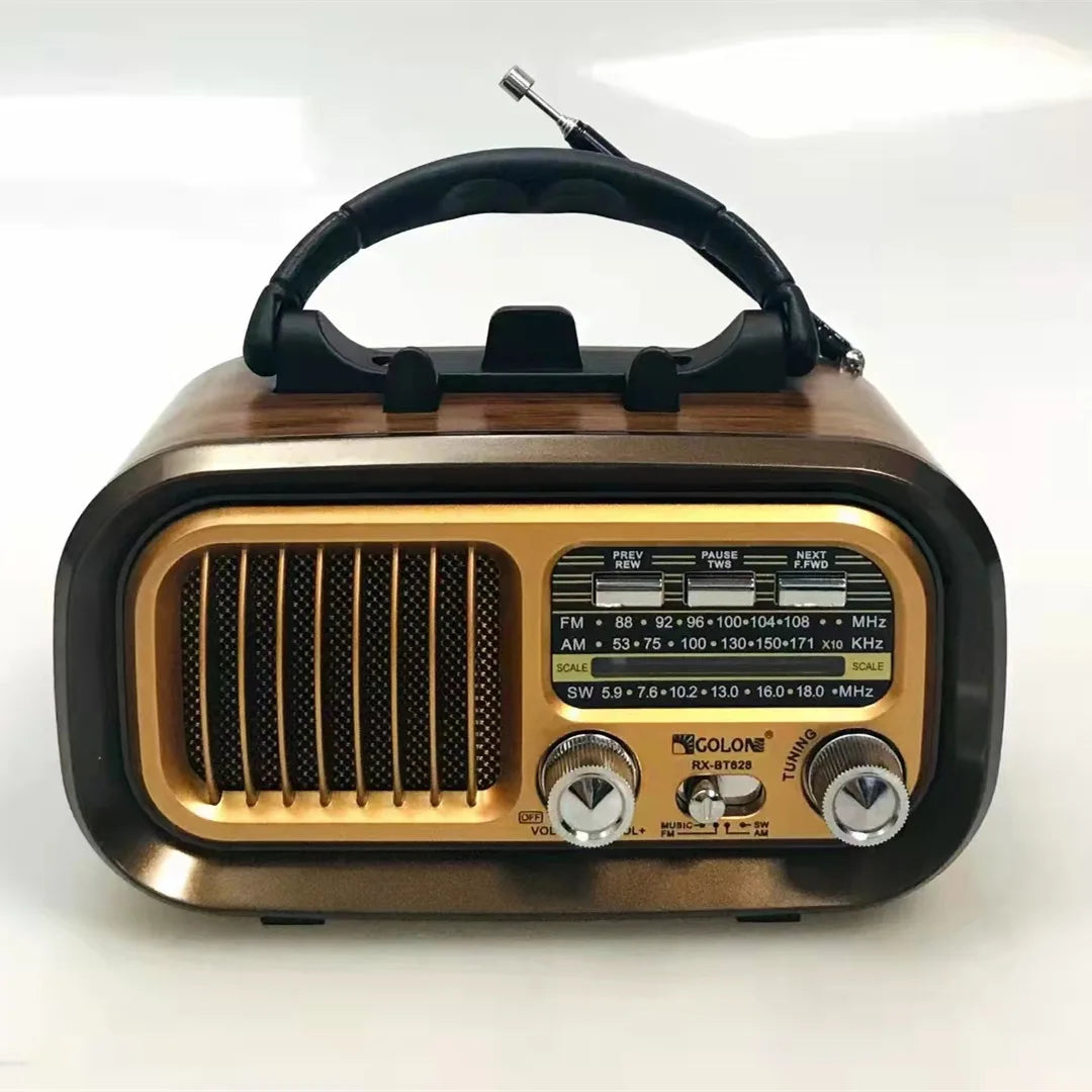 Portable Emergency Retro Radio FM/AM/SW1-6 Radio Receiver BT Speaker Solar MP3 Music Player with LED Light Support USB/TF Card