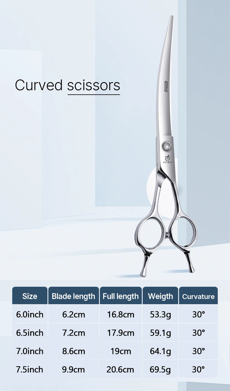 Fenice  Professional Home Pets Grooming Set 6//6.5/7/7.5 Inch Bearing Screw Straight Curved Thinning Chunker Shears for Dogs/Cat