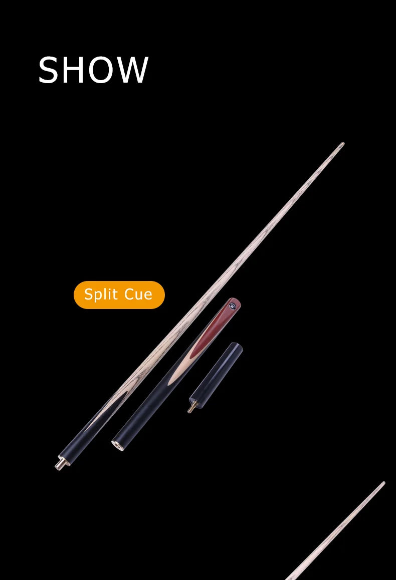 OMIN-Professional Snooker Stick with Original Bag, Ash Shaft 3/4 Split One Piece Cue Tip 9.5mm 10mm 11mm 145cm Extended section