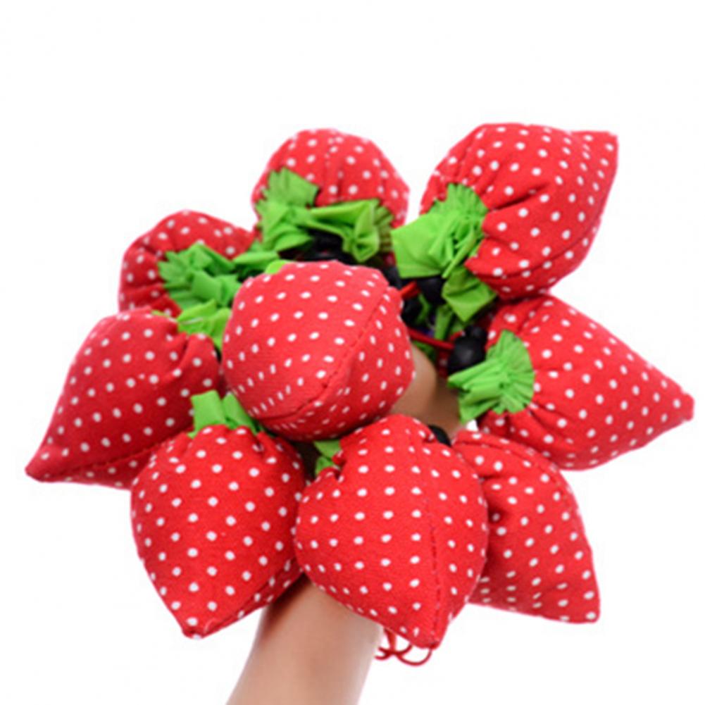 Strawberry Grocery Bag 10L Storage Bag Foldable Large Capacity Reusable Eco-friendly with Handle Item Storage Oxford Cloth Colla