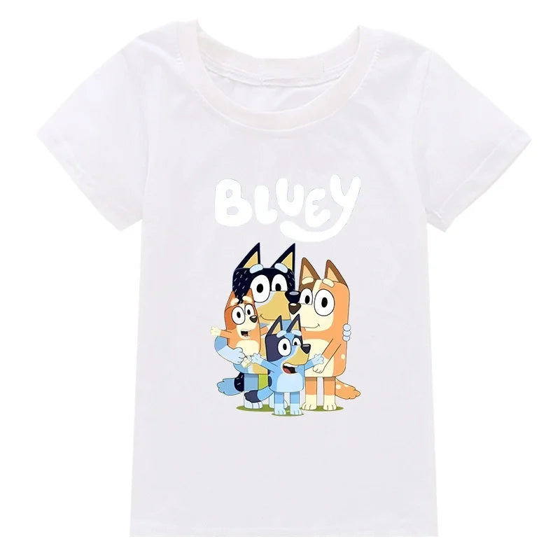 Moose New Bluey Family Summer Short-Sleeved T-Shirt Fashionable Children'S Clothing Boys And Girl Clothes Short-Sleeved T-Shirt