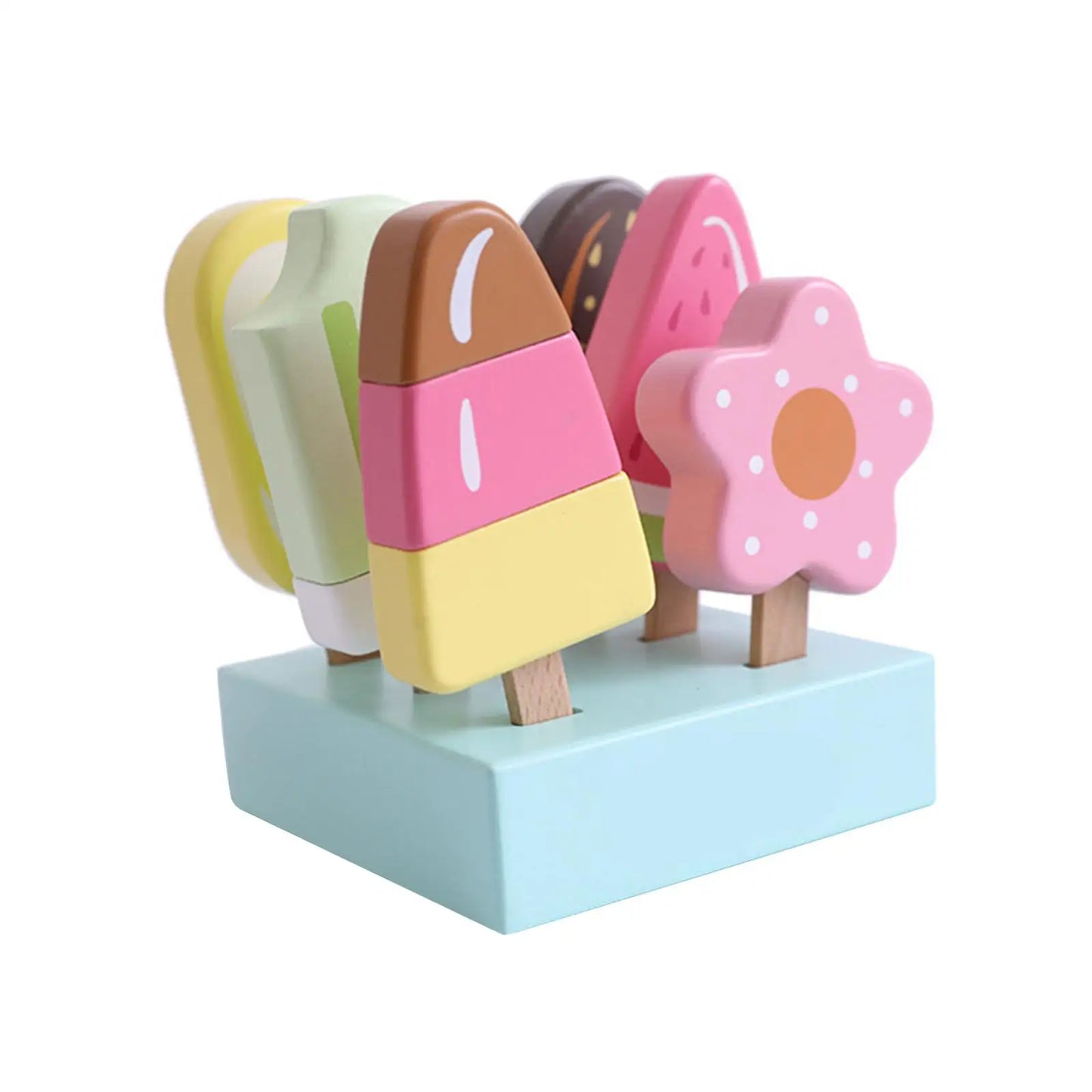 Ice Cream Toy Montessori Learning Toy Wooden Toy Popsicle Toy Pretend Toy for Preschool Children Girls Boys Holiday Gifts