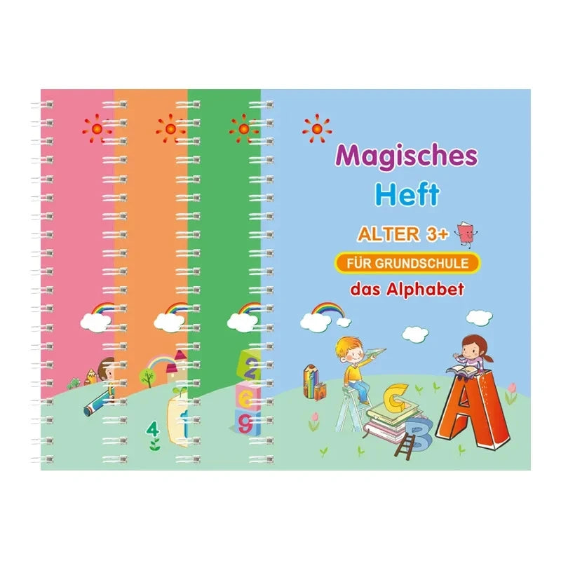 German Children's Copy Book 13x19cm Deep Groove Magic Book Alphabet Learning Numbers Handwritten German Magic Practice Copybook