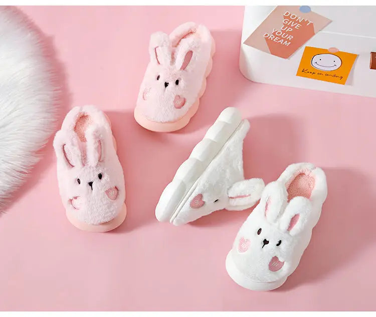 White Bunny Slippers For Home Kawaii Shoes Women Rabbit Fluffy Slippers Winter Indoor Sandals Woman Platform Bootie Slipper New