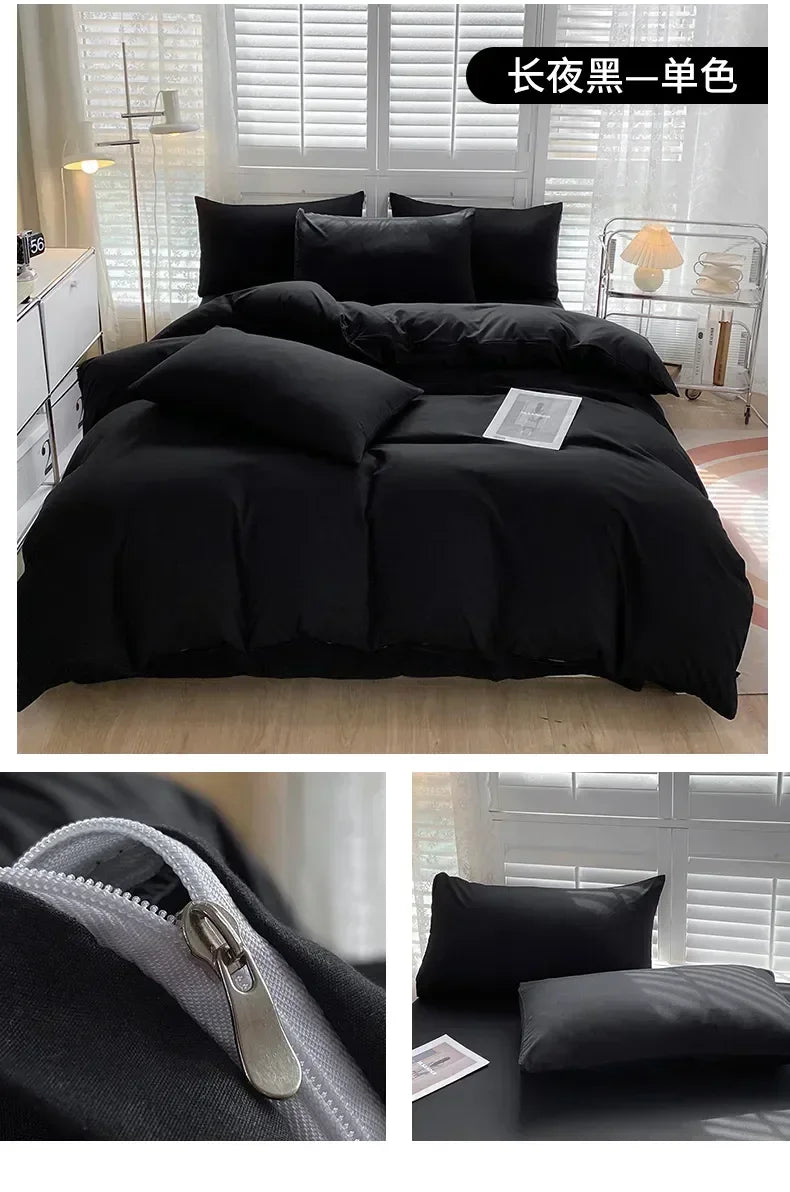 Solid Color Simple 3 Four-piece Set Student Dormitory Household Bed Sheet Kit