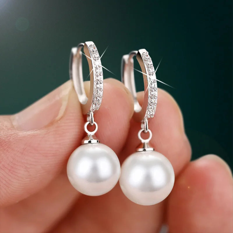 Shiny Pearl Earrings Genuine Natural Freshwater Pearl 925 Sterling Silver Earrings Pearl Jewelry For Wedding Bridesmaid Gift