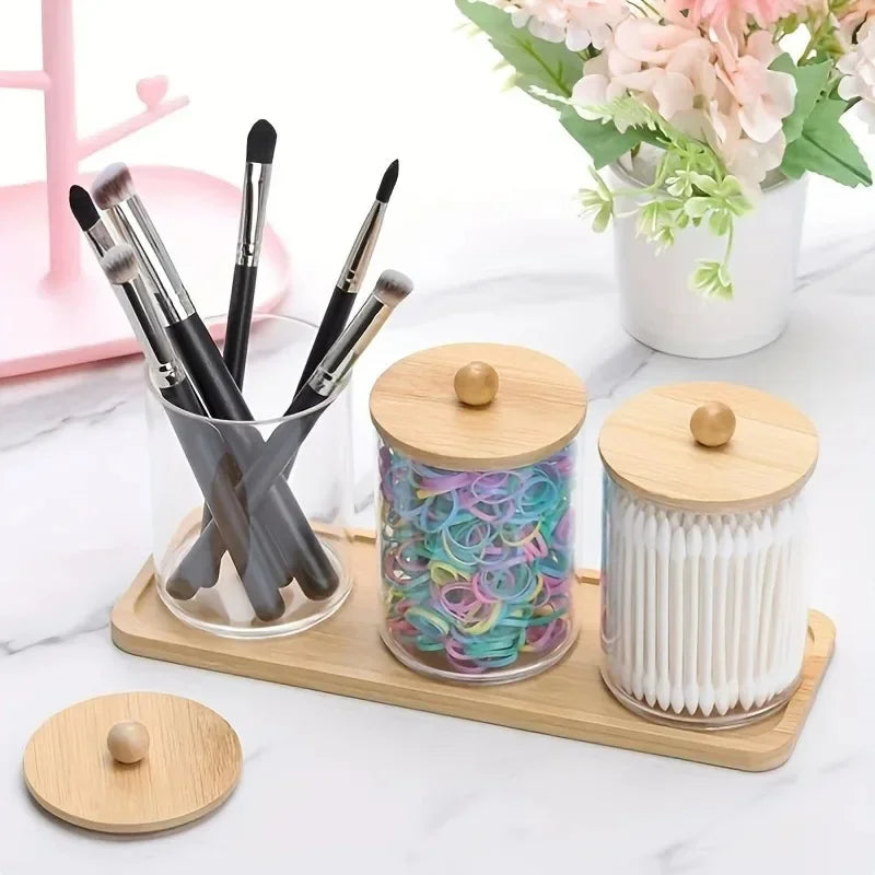 Makeup Organizer Cosmetic Storage Box Organizador Cotton Swab Holder Cotton Pad Box Clear Plastic Box with Lid Dust-proof