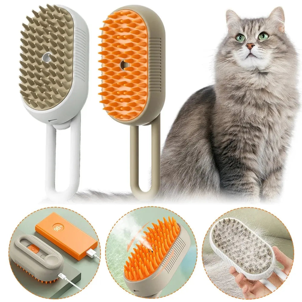 Pet Steam Brush Removes Floating Hair Doesn't Hurt Skin Dog Bathing Hair Removal Brush Cat and Dog Cleaning Supplies Cat Comb