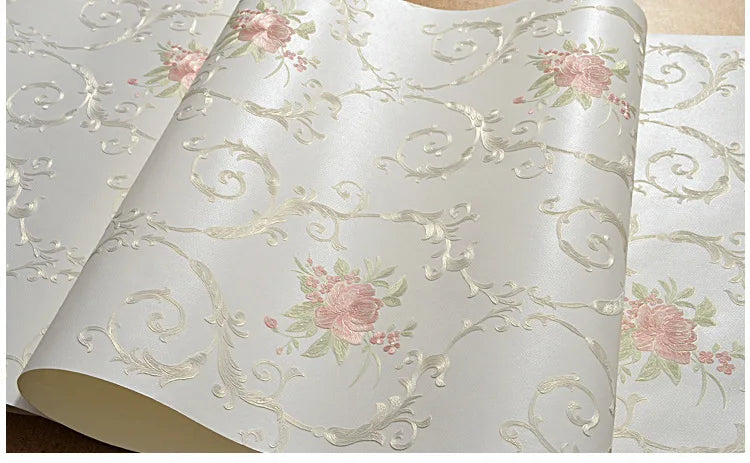 European Self-adhesive Non-woven Wallpaper 3d Garden Flower Warm Bedroom Living Room Wall paper Home Decor Luxury Wall Stickers