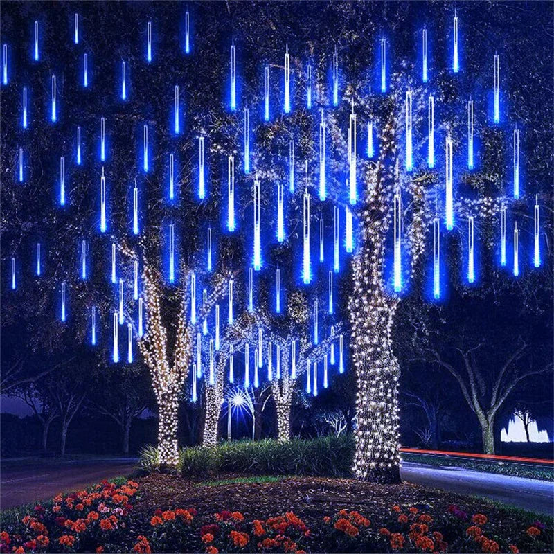 LED Meteor Shower Rain String Lights Waterproof Garden Light 8 Tubes Christmas Tree Holiday Party Wedding Holiday Decoration