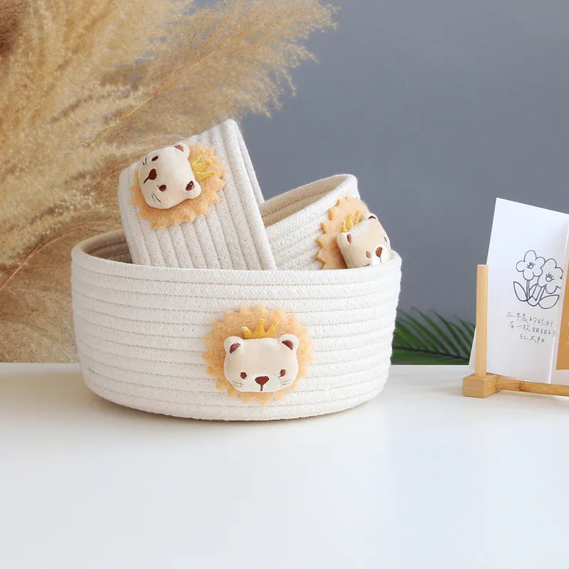 Cotton Rope Woven Storage Basket LuanQI Cartoon Animals Children's Toy Organizer Handmade Desktop Storage Candy Clothes Toys Box