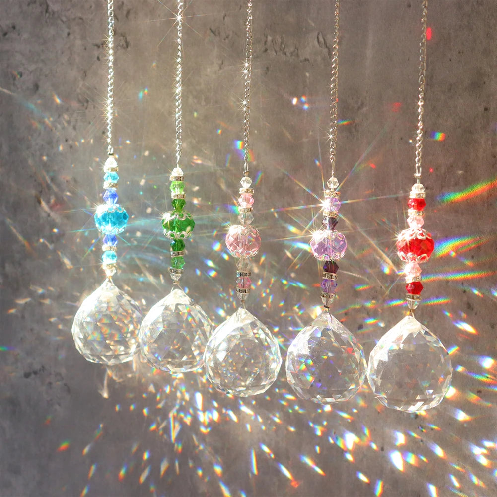 Transparent Ball Crystal Light Collection Pendant Durable Hangable Crystal Reflective Jewelry Window Accessories for Living Room