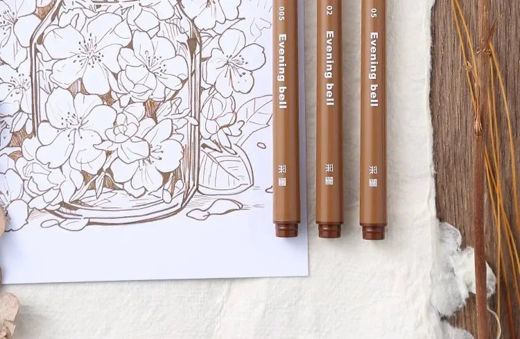 Brown Pigment Liner Needle Waterproof Drawing Pen For Sketch Watercolor Drawing Needle Pen Hook Line Pen Stationery Art Supplies