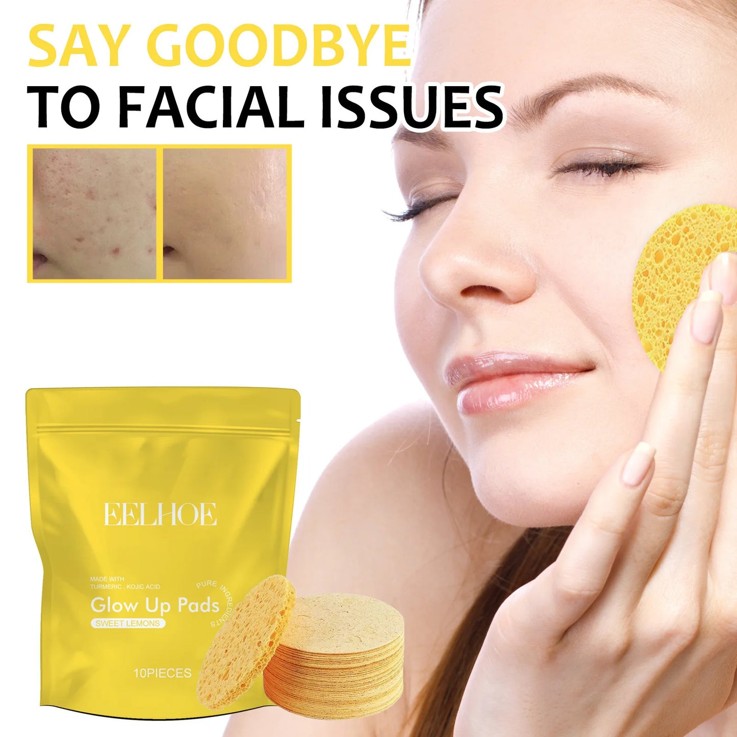 10Pcs Facial Washing Cleaning Compressed Cleanser Sponge Puff Soft Facial Compressed Cleaning Sponge Spa Exfoliating Face Care