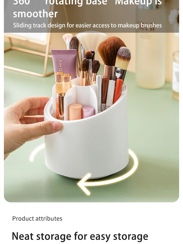 Rotating Makeup Brush Storage Box Portable Multifunction Dust Proof Desktop Organizer Lipstick Shadow Cosmetic Holder