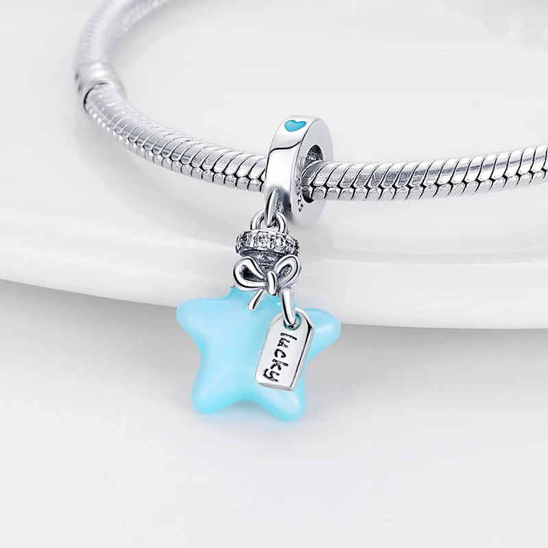 925 Sterling Silver Exquisite Luminous Firefly Bulb Star Chameleon Charms Pendants Fit Pandach 925 Original Bracelet DIY Jewelry