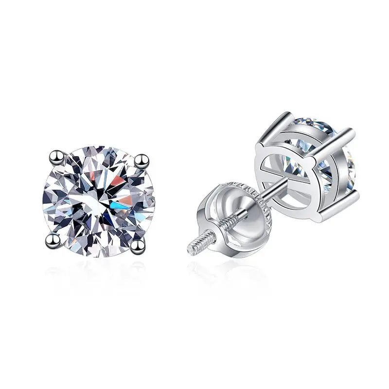 Smyoue White Gold Plated 1-4ct Moissanite Earring Studs for Women 4 Claws Brilliant Halo Lab Diamond Jewelry S925 Solid Silver