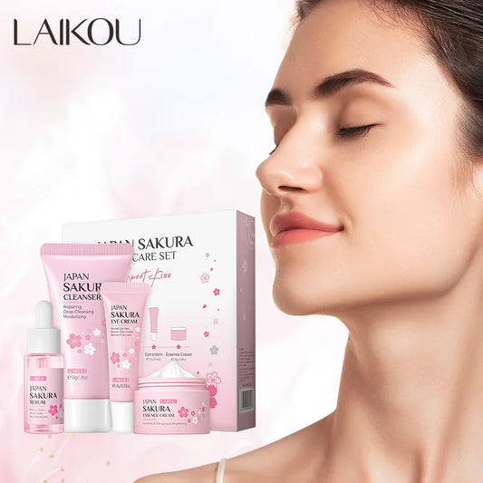 Facial Products Kit Sakura Skin Care Set Facial Cleanser Serum Face Cream Fade Dark Circles Eye Cream Korean Skincare Products