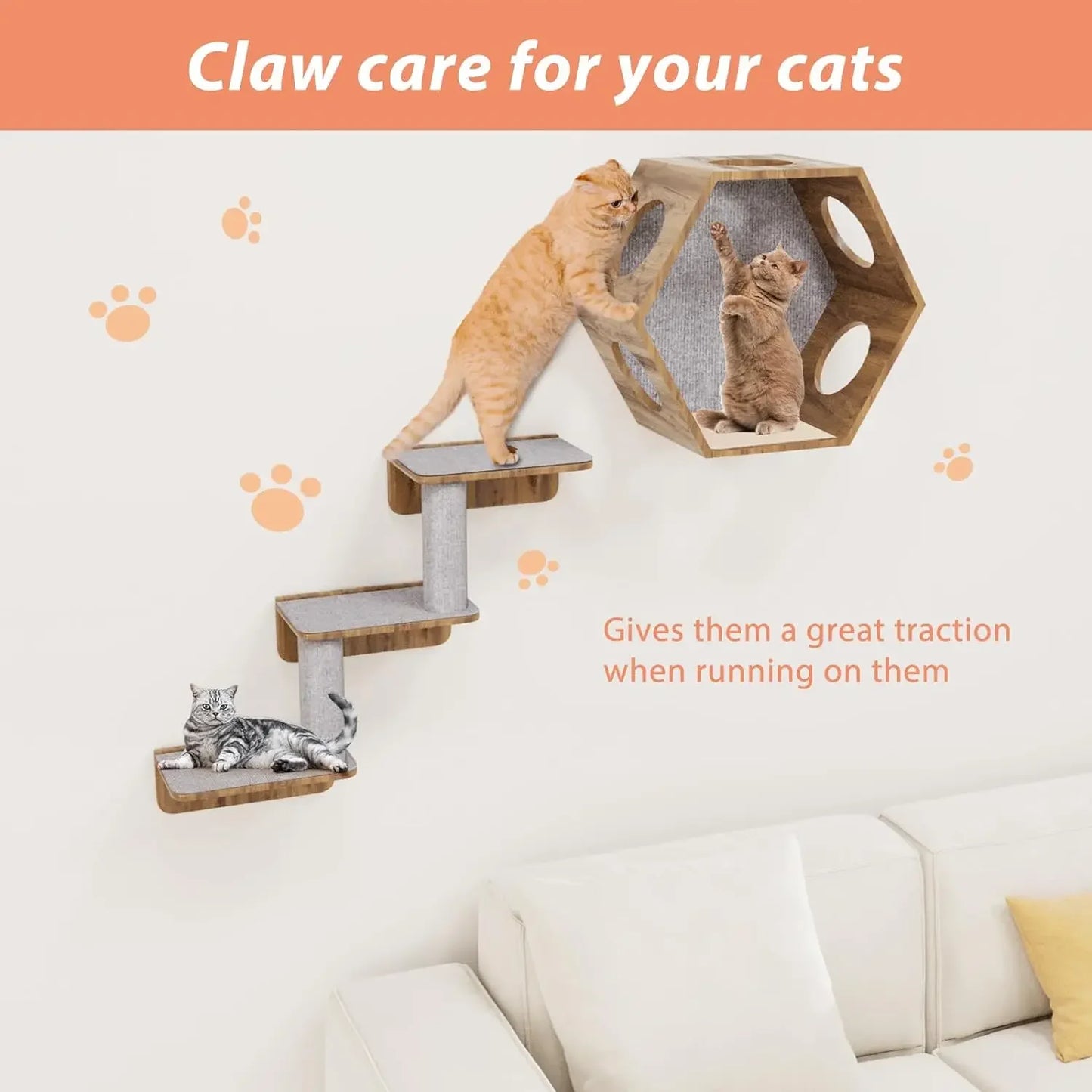 Cats Scratching Pad Self-Adhesive DIY Trimmable Carpet Protection for Sofa Protection Cat Scratching Pad Vertical Wall Sticker