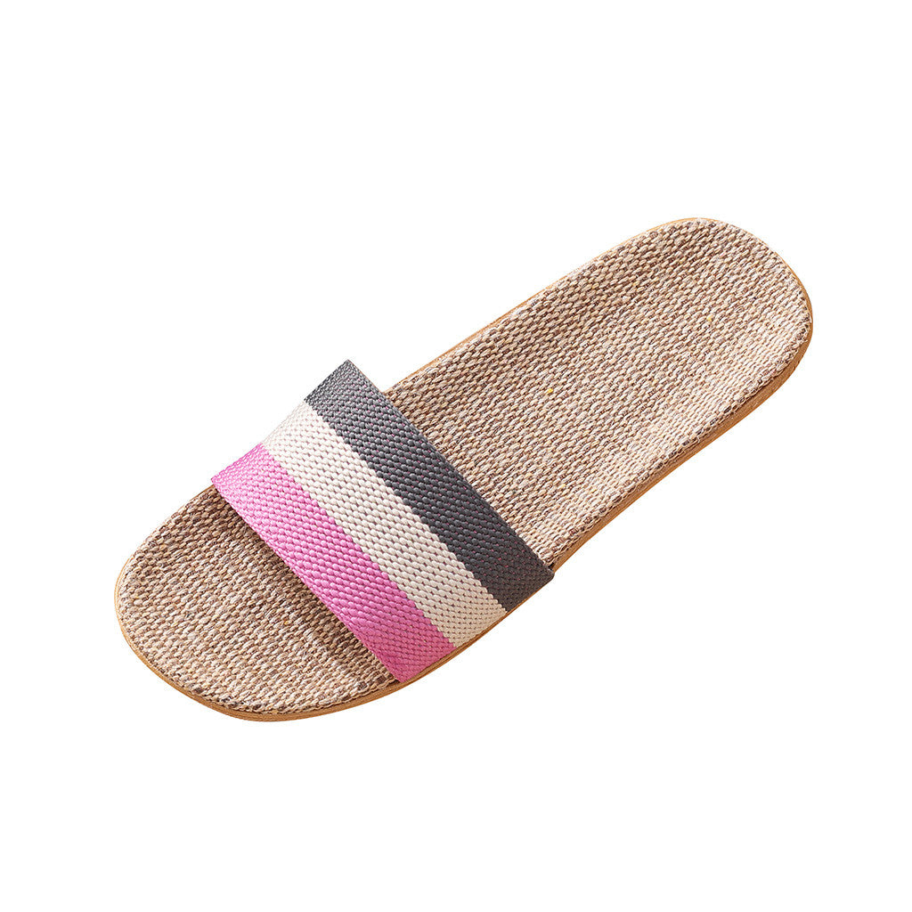 36-45 Plus Size Women's Slippers Flat Flax Sandals Linen Lightweight Casual Summer Slippers Women For Home Beach Slides